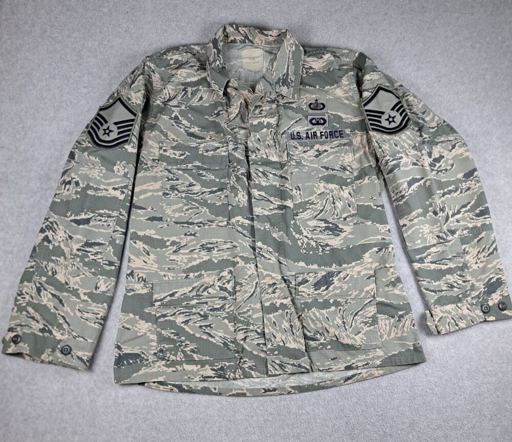 US Air Force Digital Camo Jacket Military Issue with Rank Stipes Sz. 44L